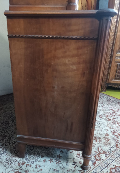 Credenza a due corpi Luigi XVI stampata in noce