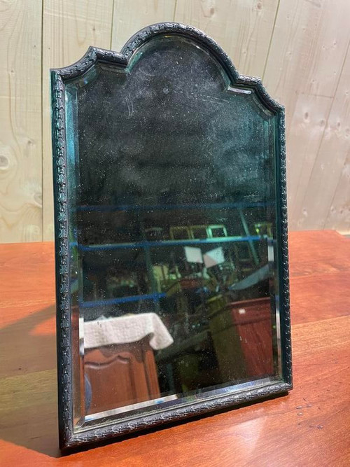 Table mirror to place in silver metal