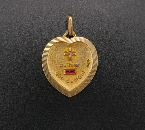 Augis Médaille d'Amour Diamant Et Rubis, Or 18 Carats.