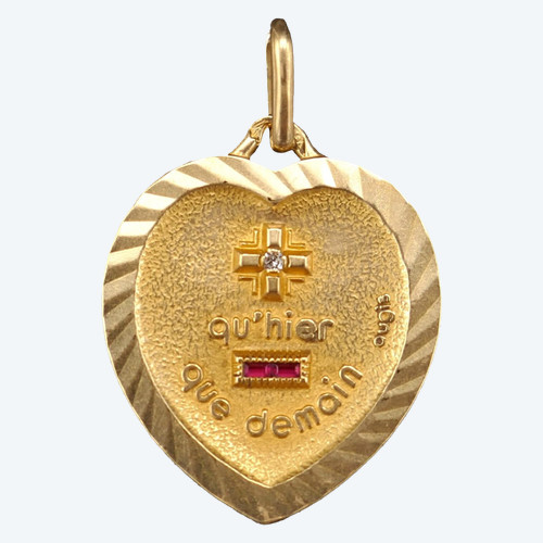Augis Médaille d'Amour Diamant Et Rubis, Or 18 Carats.