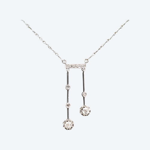 Collier Négligé Diamants, Platine.
