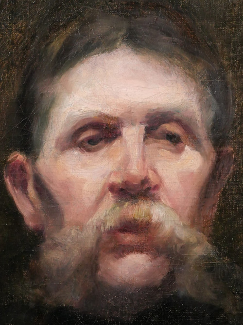 French school of the 19th century, Portrait of a man with a mustache, painting