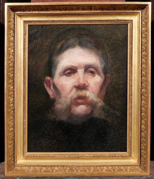 French school of the 19th century, Portrait of a man with a mustache, painting