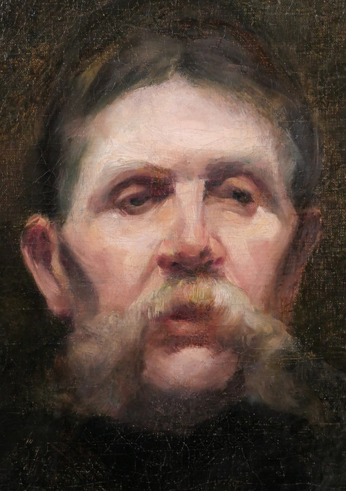 French school of the 19th century, Portrait of a man with a mustache, painting