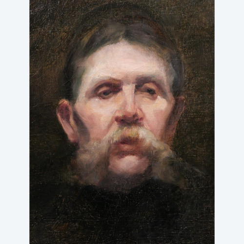 French school of the 19th century, Portrait of a man with a mustache, painting