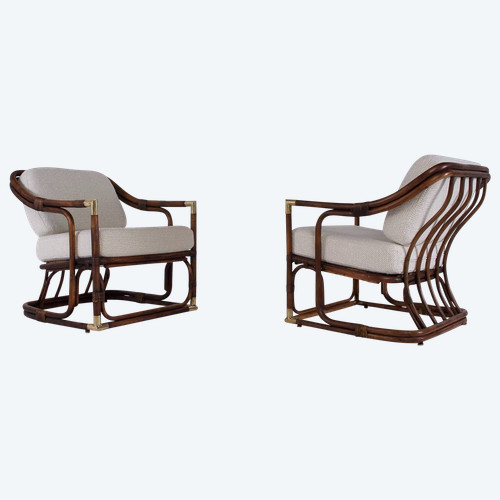 Paire de fauteuils bambou Gilles Sermadiras