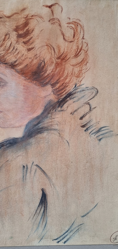 French school of the end of the 19th century - Portrait of a red-haired woman in profile