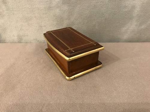 Piccola scatola per francobolli Napoleone III del XIX secolo in mogano
