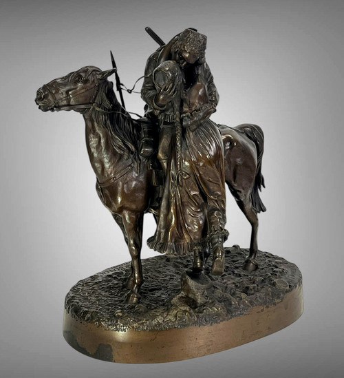 BRONZE BY VASSILY YACOVLEVITCH GRATCHEV (1831-1905) "THE COSSACK" FOUNDER'S STAMP