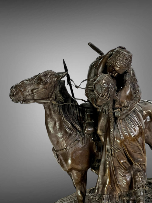 BRONZE BY VASSILY YACOVLEVITCH GRATCHEV (1831-1905) "THE COSSACK" FOUNDER'S STAMP