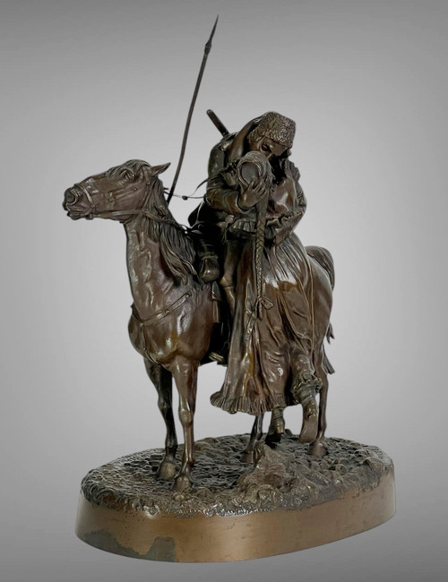 BRONZE BY VASSILY YACOVLEVITCH GRATCHEV (1831-1905) "THE COSSACK" FOUNDER'S STAMP
