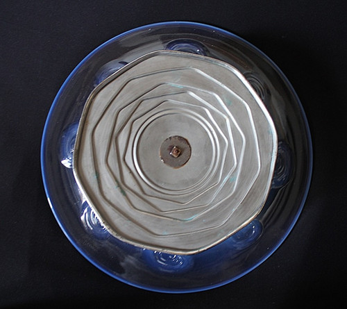 Ciotola in vetro opalescente su piede del 1930 circa nello stile di Sabino e Lalique