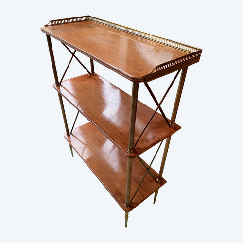 Jansen Louis XVI style mahogany and brass shelf, circa 1960