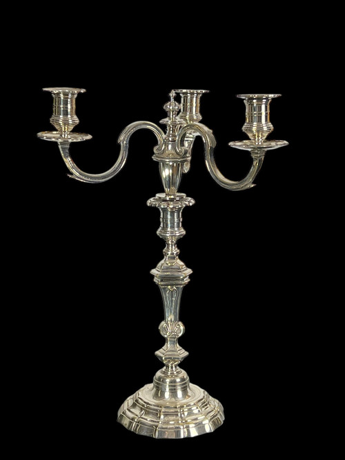 GROSSER VERSILBERTER BRONZEKERZEN AUS DEM 19. REGENCY-STIL „GOLDSMITH A.MOURIER“