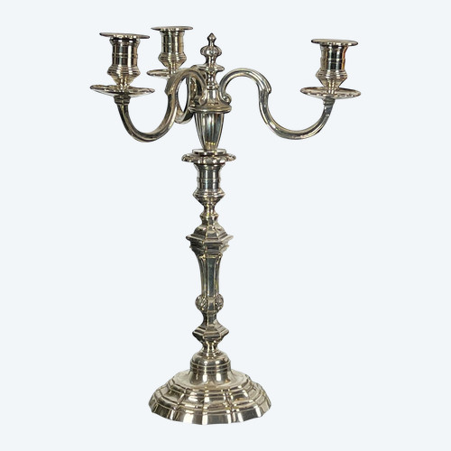 GROSSER VERSILBERTER BRONZEKERZEN AUS DEM 19. REGENCY-STIL „GOLDSMITH A.MOURIER“