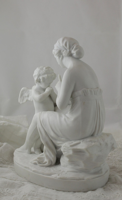 Sculpture En Biscuit De Porcelaine 'la Leçon à l'Amour' 19th Century