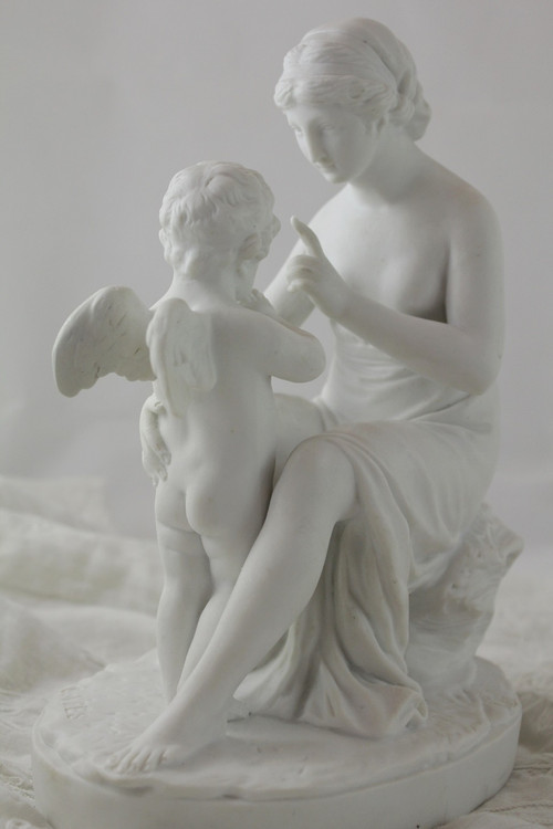 Sculpture En Biscuit De Porcelaine 'la Leçon à l'Amour' 19th Century