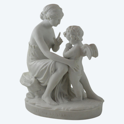 Sculpture En Biscuit De Porcelaine 'la Leçon à l'Amour' 19th Century
