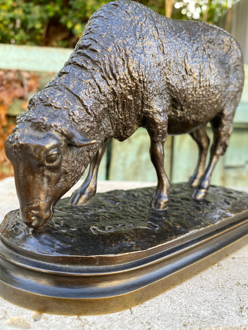 Broutant-Schaf aus Bronze mit brauner Patina 19. Jahrhundert, signiert Rosa Bonheur (1822-1899).