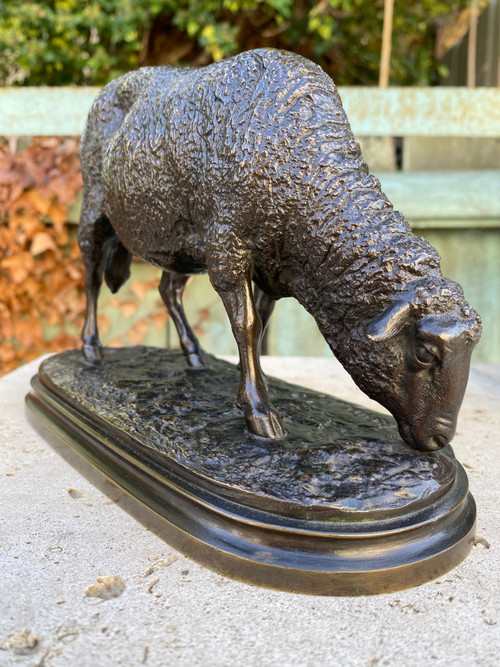 Broutant-Schaf aus Bronze mit brauner Patina 19. Jahrhundert, signiert Rosa Bonheur (1822-1899).