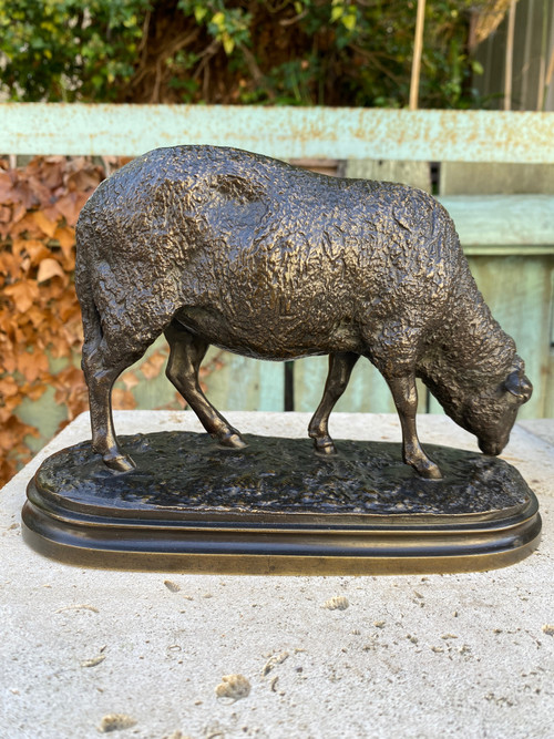 Broutant-Schaf aus Bronze mit brauner Patina 19. Jahrhundert, signiert Rosa Bonheur (1822-1899).
