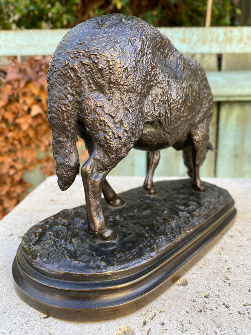 Broutant-Schaf aus Bronze mit brauner Patina 19. Jahrhundert, signiert Rosa Bonheur (1822-1899).