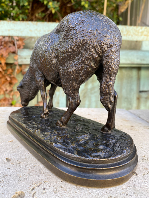 Broutant-Schaf aus Bronze mit brauner Patina 19. Jahrhundert, signiert Rosa Bonheur (1822-1899).