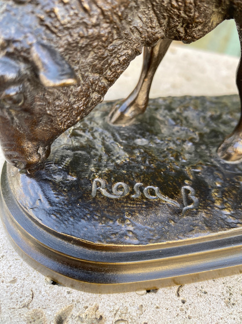 Broutant-Schaf aus Bronze mit brauner Patina 19. Jahrhundert, signiert Rosa Bonheur (1822-1899).