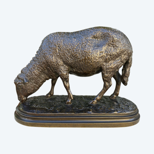 Broutant-Schaf aus Bronze mit brauner Patina 19. Jahrhundert, signiert Rosa Bonheur (1822-1899).