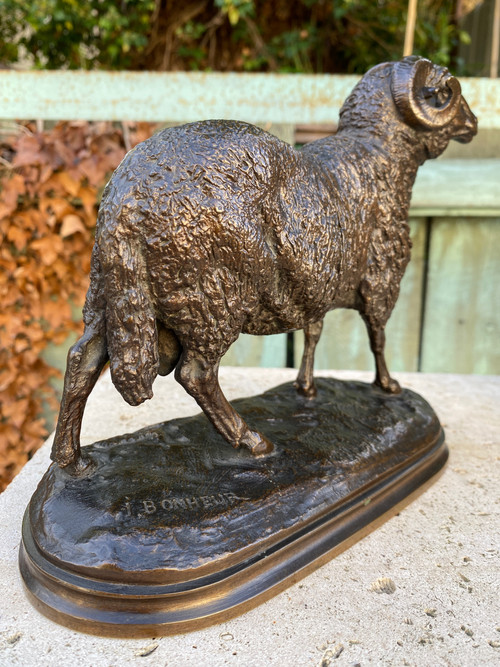 Widder aus Bronze mit brauner Patina 19. Jahrhundert signiert Isidore Bonheur (1827-1901)