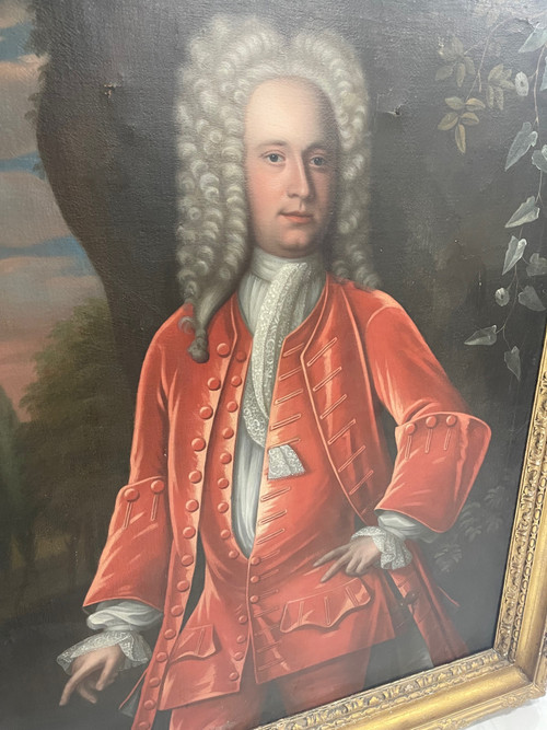 Imposing Painting Portrait Noble English 18th Circle Jacques d'Agar 1640-1715
