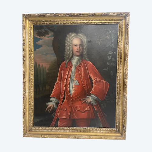 Imposing Painting Portrait Noble English 18th Circle Jacques d'Agar 1640-1715