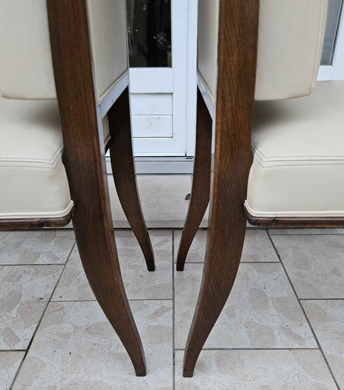 After Jacques-émile Ruhlmann 4 "drouant" chairs in ivory leather
