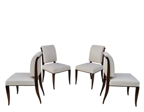 After Jacques-émile Ruhlmann 4 "drouant" chairs in ivory leather