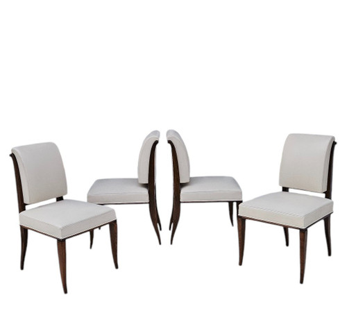 After Jacques-émile Ruhlmann 4 "drouant" chairs in ivory leather