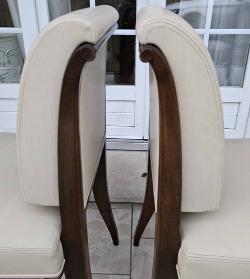 After Jacques-émile Ruhlmann 4 "drouant" chairs in ivory leather