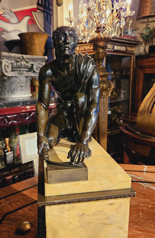l'Arrotino, Rotatore, Le Scythe écorcheur, Bronze Sur Pendule Vers 1820