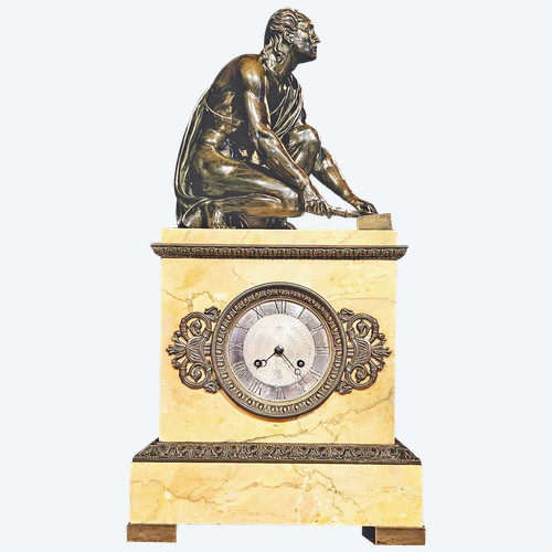 l'Arrotino, Rotatore, Le Scythe écorcheur, Bronze Sur Pendule Vers 1820