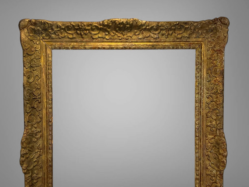 ANCIENT 19th CENTURY FRAME IN WOOD AND SCULPTTED PAINTED STUC 60 cm x 43 cm