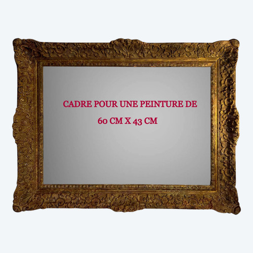 ANCIENT 19th CENTURY FRAME IN WOOD AND SCULPTTED PAINTED STUC 60 cm x 43 cm