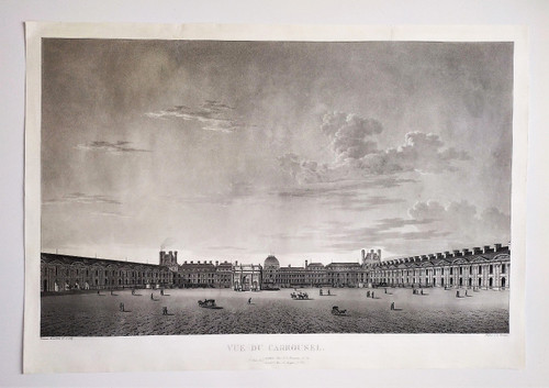 Paris Carrousel Du Louvre Château Des Tuileries Gravure Ancienne par Damane Demartrais XIXème