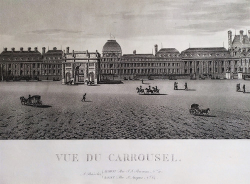 Paris Carrousel Du Louvre Château Des Tuileries Gravure Ancienne par Damane Demartrais XIXème