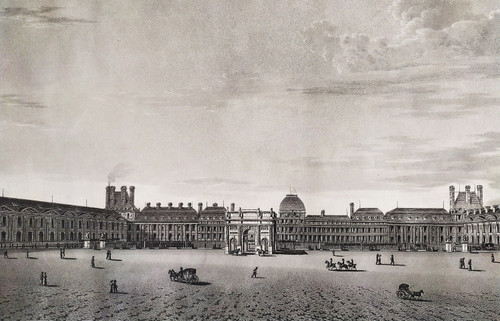 Paris Carrousel Du Louvre Château Des Tuileries Gravure Ancienne par Damane Demartrais XIXème