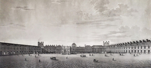 Paris Carrousel Du Louvre Château Des Tuileries Gravure Ancienne par Damane Demartrais XIXème