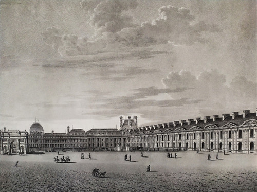 Paris Carrousel Du Louvre Château Des Tuileries Gravure Ancienne par Damane Demartrais XIXème