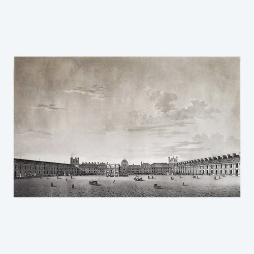 Paris Carrousel Du Louvre Château Des Tuileries Gravure Ancienne par Damane Demartrais XIXème