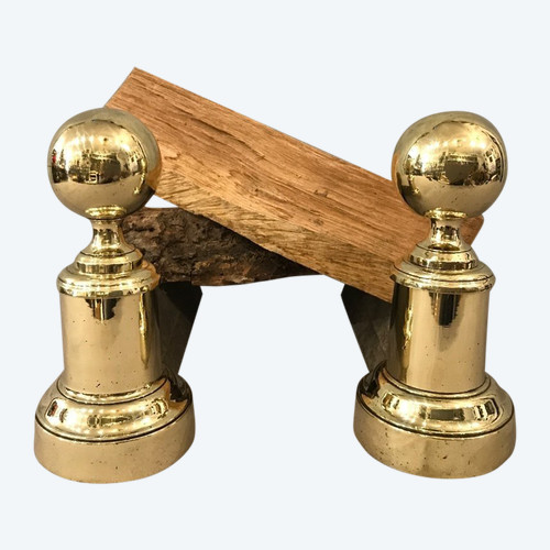 Piccola coppia di candelabri in ottone e ghisa del XIX secolo