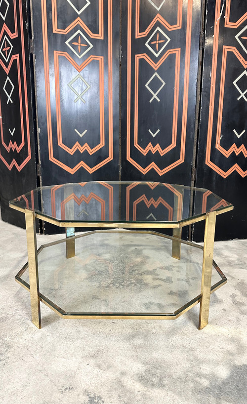 Table basse octogonale en bronze 1960s