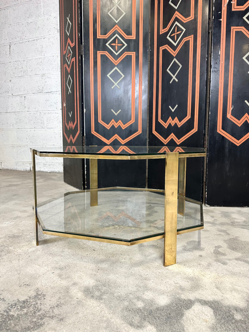 Table basse octogonale en bronze 1960s