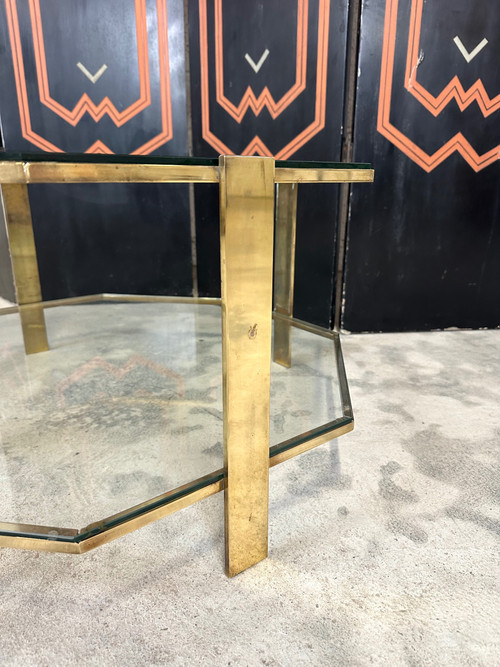 Table basse octogonale en bronze 1960s